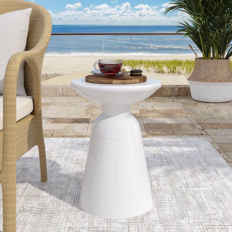 Outdoor Side Table,Cement End Tables for Patio,Garden Small Accent Decorative Stool,Table Indoor