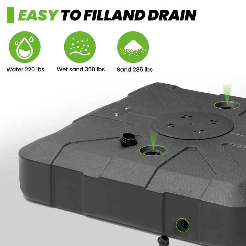 VredHom Patio Offset Cantilever Umbrella Base Stand with Wheels - 33.46" L x 33.46" W x 7.87" H