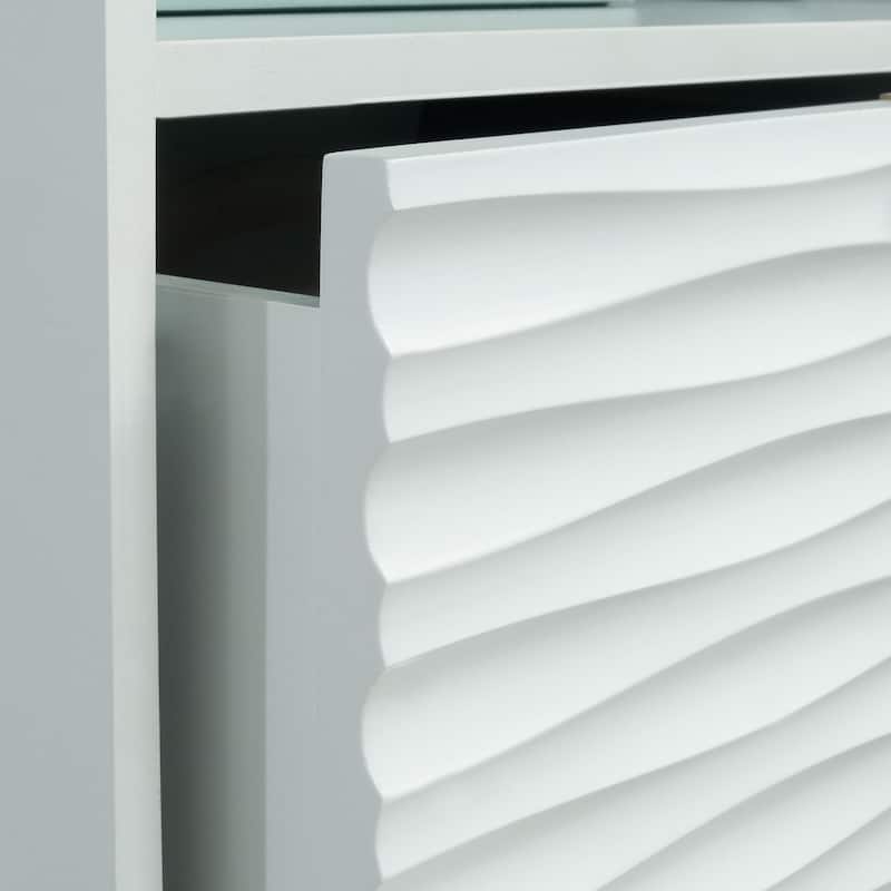 Engineered Wood Coastal Night Stand Spacious Drawer and Open Shelf , White