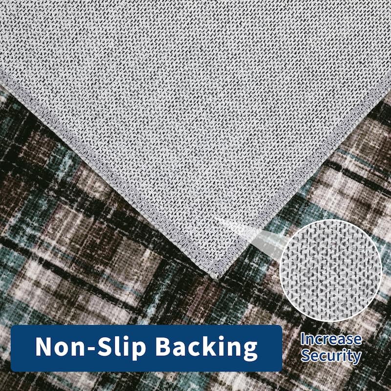 Garvee Timeless Check Washable Area Rug