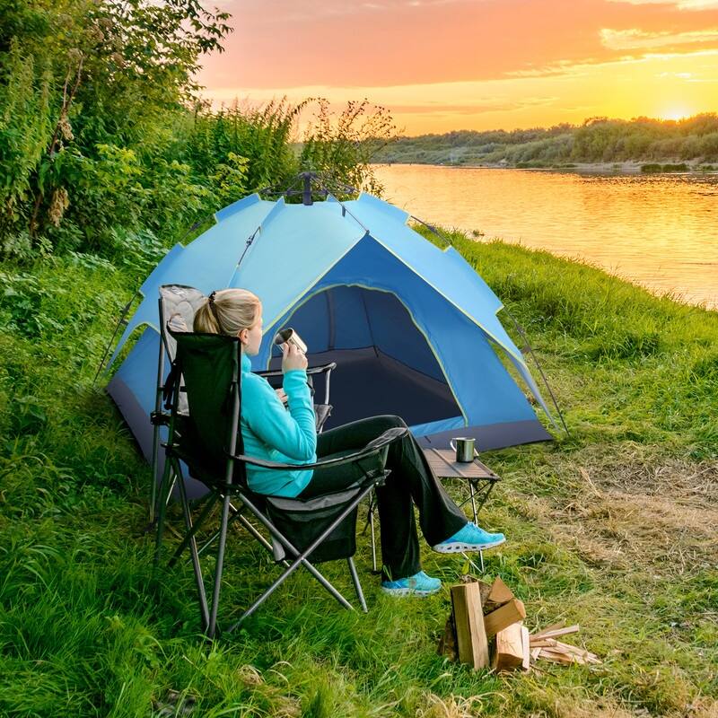 2-3 Person Double-Deck Two-Door Pop Up Tent - 3 Person