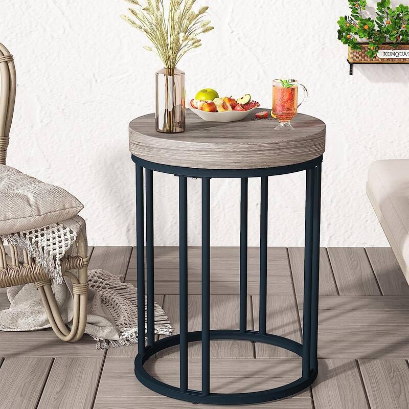Round Side Table End Table, Modern Nightstand for Living Room Bedroom