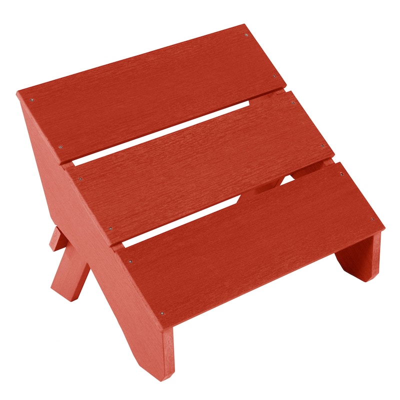 Modern Folding Ottoman - Rustic Red