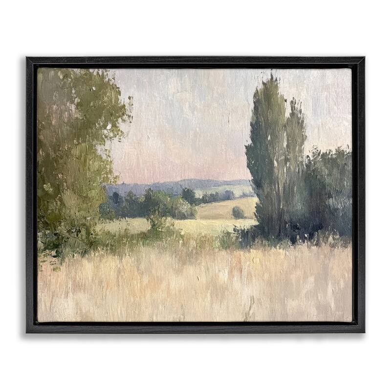 Stupell Tranquil Abstract Countryside Framed Floater Canvas Wall Art Design By Petal Prints Design - 21 x 17 - Black