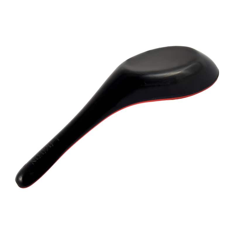 Kitchen Restaurant Tableware Plastic Soup Porridge Rice Spoon Flatware 6 Pcs - Red, Black