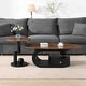 preview thumbnail 1 of 4, Modern MDF Oval and Round Table Set of 2 with Storage for Living Room, Large 47.24'', Small 19.69'' Black