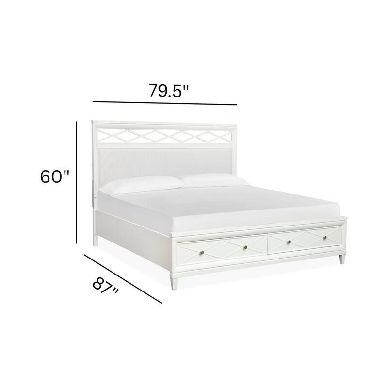 Magnussen Home Springhouse Whisper White Upholstered Panel Storage Bed