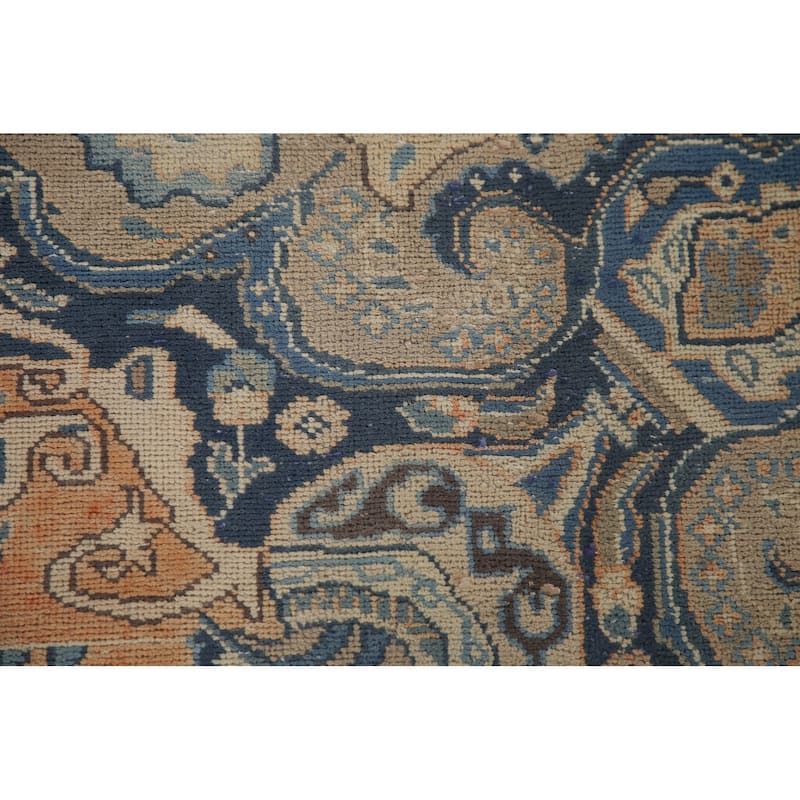 Vegetable Dye Mashad Persian Vintage Area Rug Hand-knotted Wool Carpet - 9'7" x 12'6"