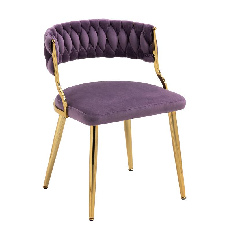 Set of 2 Velvet Dining Chair with Golden Metal Legs