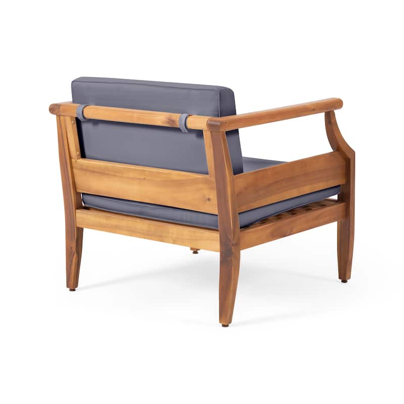 Aston Acacia Wood Outdoor Club Chairs with Cushions by Christopher Knight Home