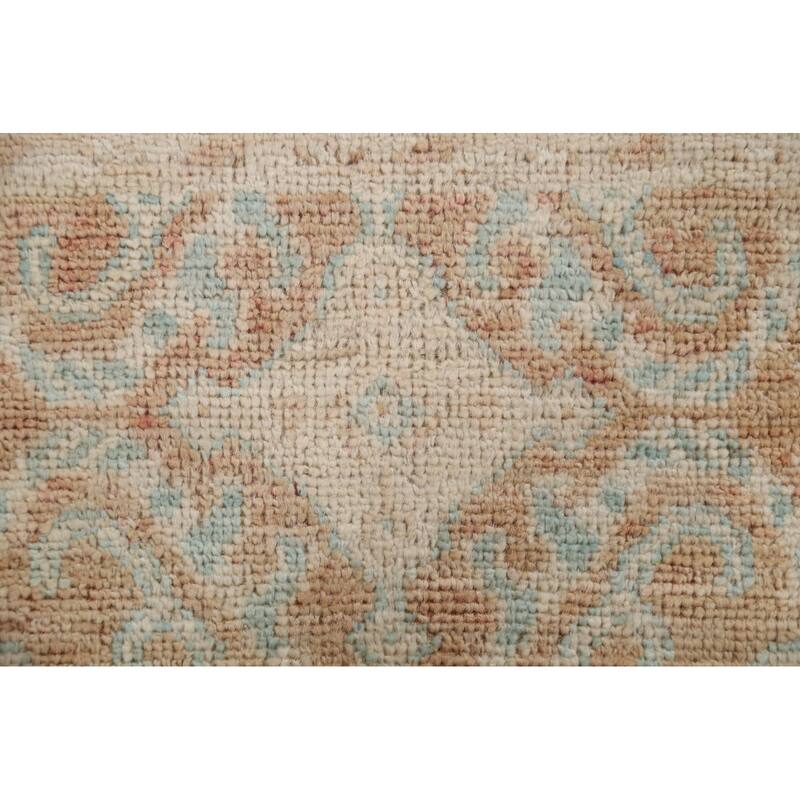 Hand Knotted Oriental 100% Wool Carpet Transitional Geometric Oranges & Rust Oushak Area Rug - 3' 10'' X 1' 11''