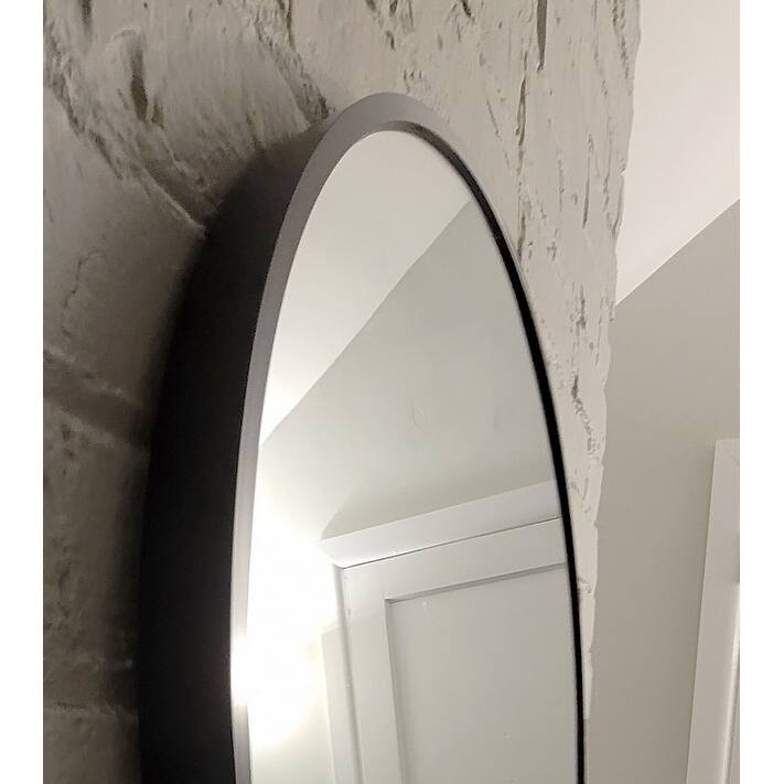 Khristy Black Metal Framed Oval Wall Mirror