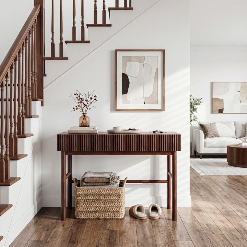 Solid Wood Console Table with 2-Drawer