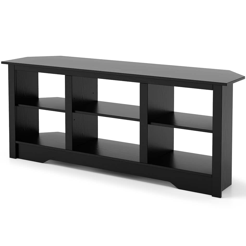 Engineered Wood 65 inches TV Stand with 6 Storage Cubes and Fireplace Cabinet Option - 58" x 16" x 24.5"