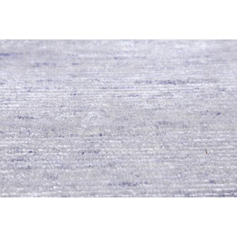 Hand Knotted Oriental Viscose Silk Carpet Tribal Stripe Greys & Charcoal Gabbeh Area Rug - 9' 8'' X 8' 2''