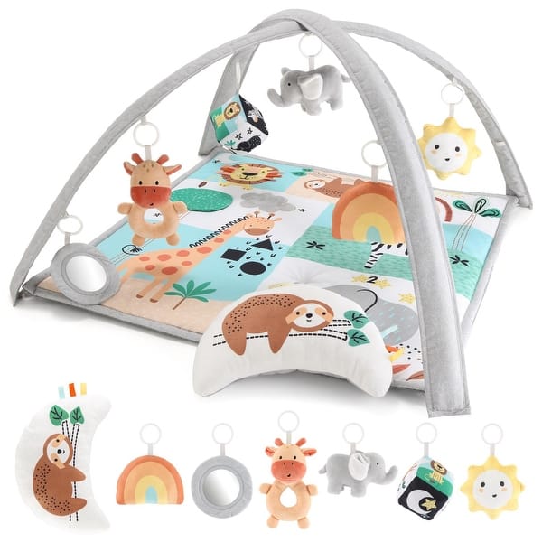 slide 2 of 5, The Peanutshell Safari 123 7-in-1 Activity Play Gym & Play Mat for Baby - Blue