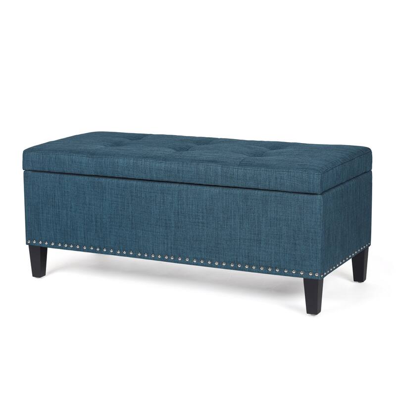 Adeco Storage Ottoman Bench 41" Tufted Fabric Footrest