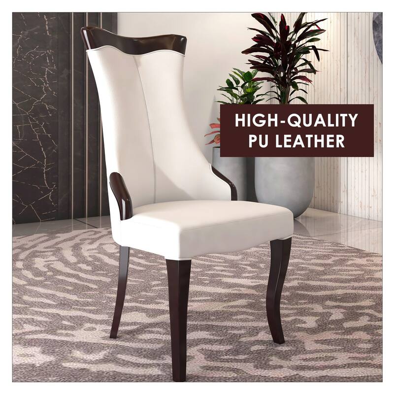 Dining Chair with Leather/Velvet Seat in Rubberwood Novara Series by LeisureMod