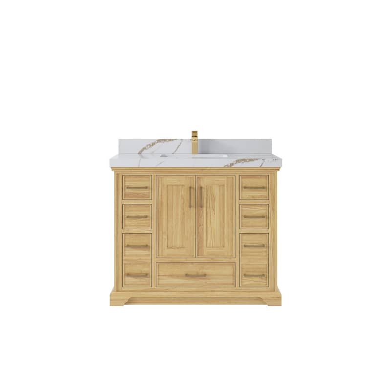 Willow Collections 42 in. W x 22 in. D Charlotte Teak Single Sink Bathroom Solid Teak Vanity with Countertop