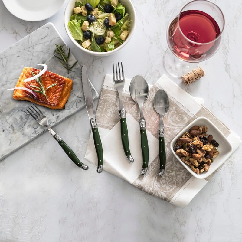 French Home Laguiole Connoisseur 20-Piece 18/10 Stainless-Steel Douglas Fir Flatware Set