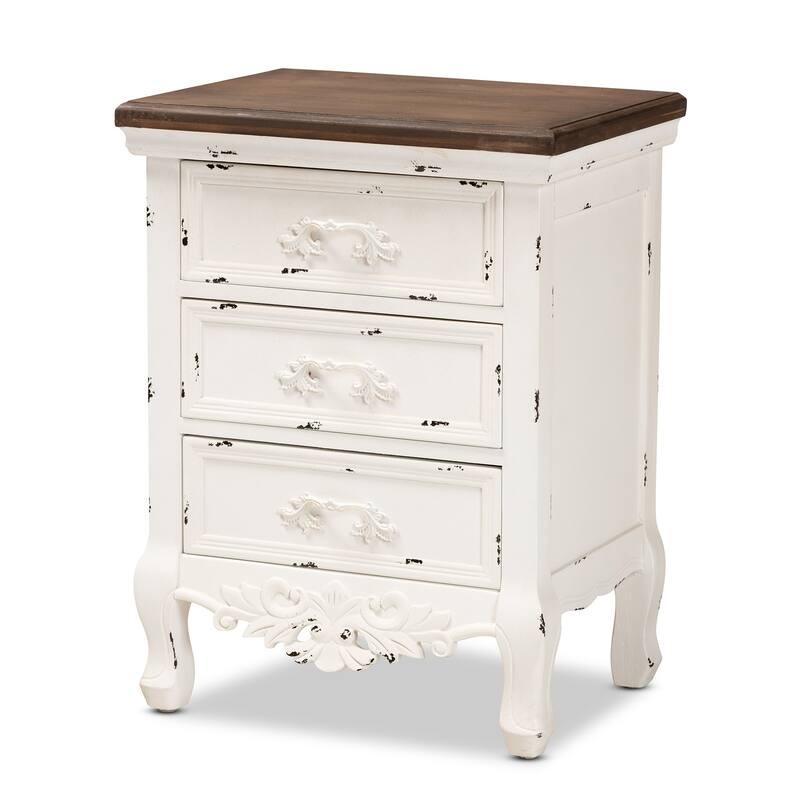 Wood 3 Drawer Nightstand - Classic Bedside Table with Storage - Traditional Night Stand for Bedroom