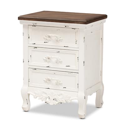 Wood 3 Drawer Nightstand - Classic Bedside Table with Storage - Traditional Night Stand for Bedroom