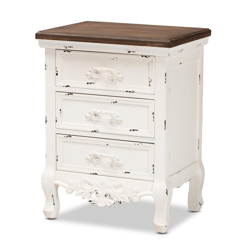 Wood 3 Drawer Nightstand - Classic Bedside Table with Storage - Traditional Night Stand for Bedroom