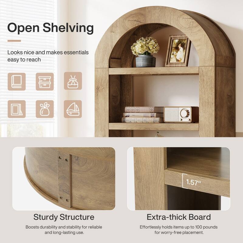 5-Tier Brown Wooden Open Bookcase Display Shelves Organizer