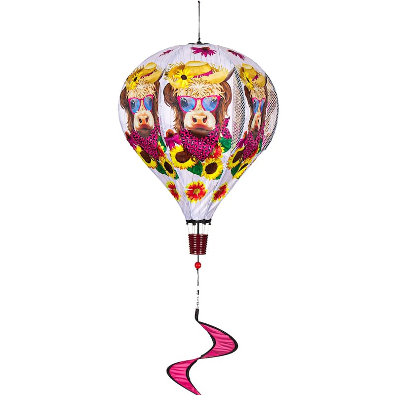 55" Summer Highland Cow Balloon Spinner
