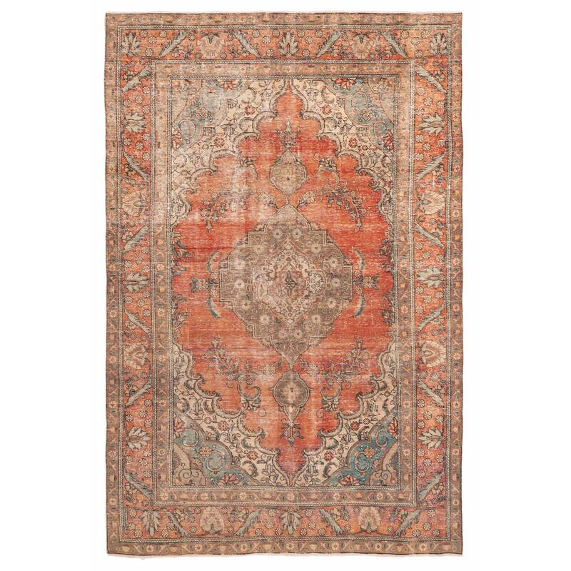 ECARPETGALLERY Hand-knotted Antalya Vintage Light Red Wool Rug - 6'10 x 10'6