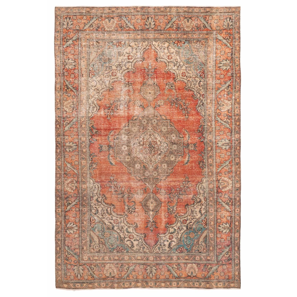 ECARPETGALLERY Hand-knotted Antalya Vintage Light Red Wool Rug - 6'10 x 10'6
