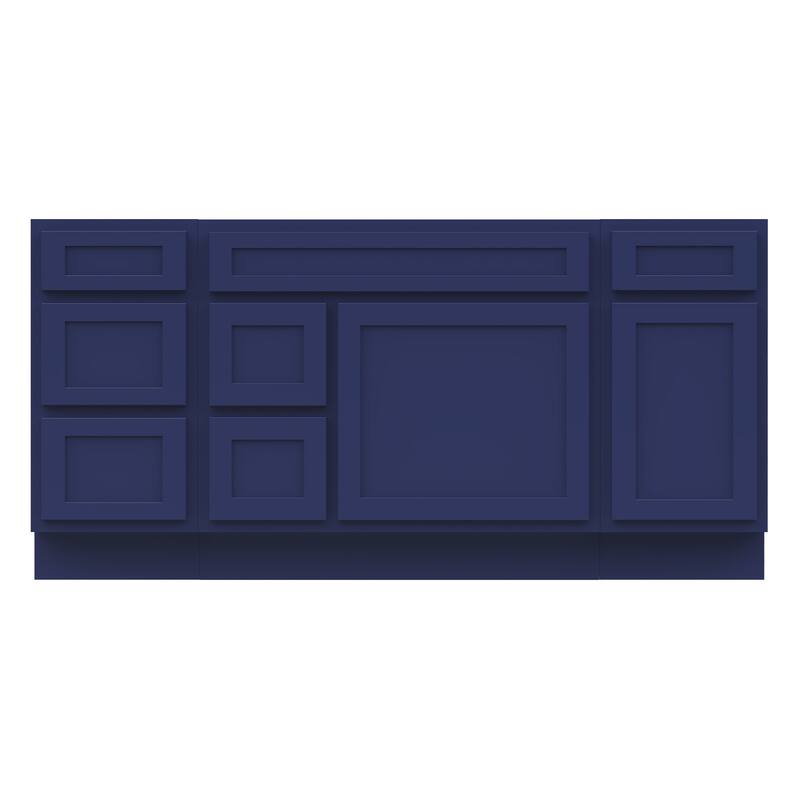 Vanity Art 66" Oak Freestanding Bathroom Vanity Cabinet without Top - Black