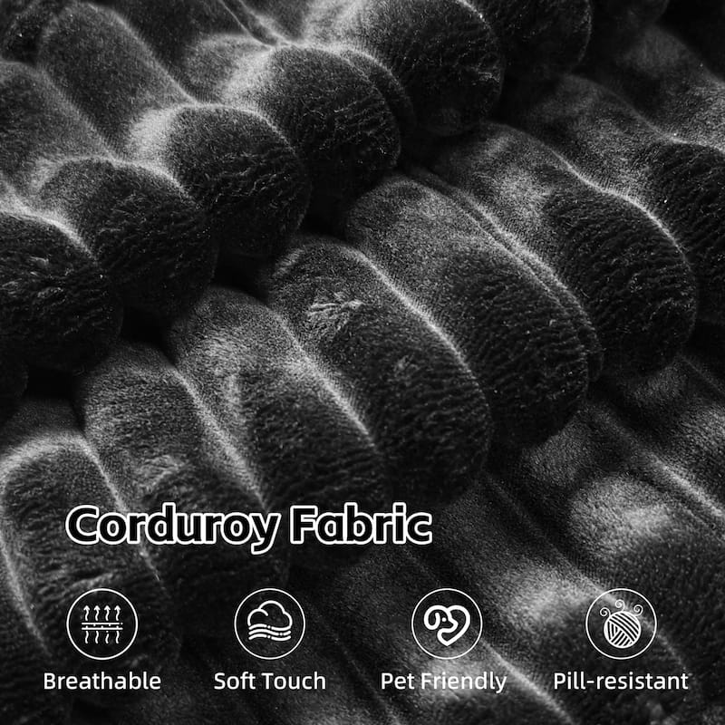 L-Shaped Corner Sectional Sofa Set with Side Chaise Lounge, Soft Foam Cushion Modular Sofa Corduroy Leisure Couch