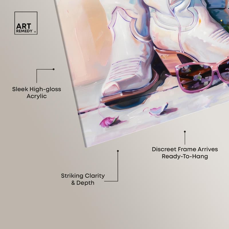 Spring Pink Cowboy Necessities Acrylic by Art Remedy, Ready to Hang