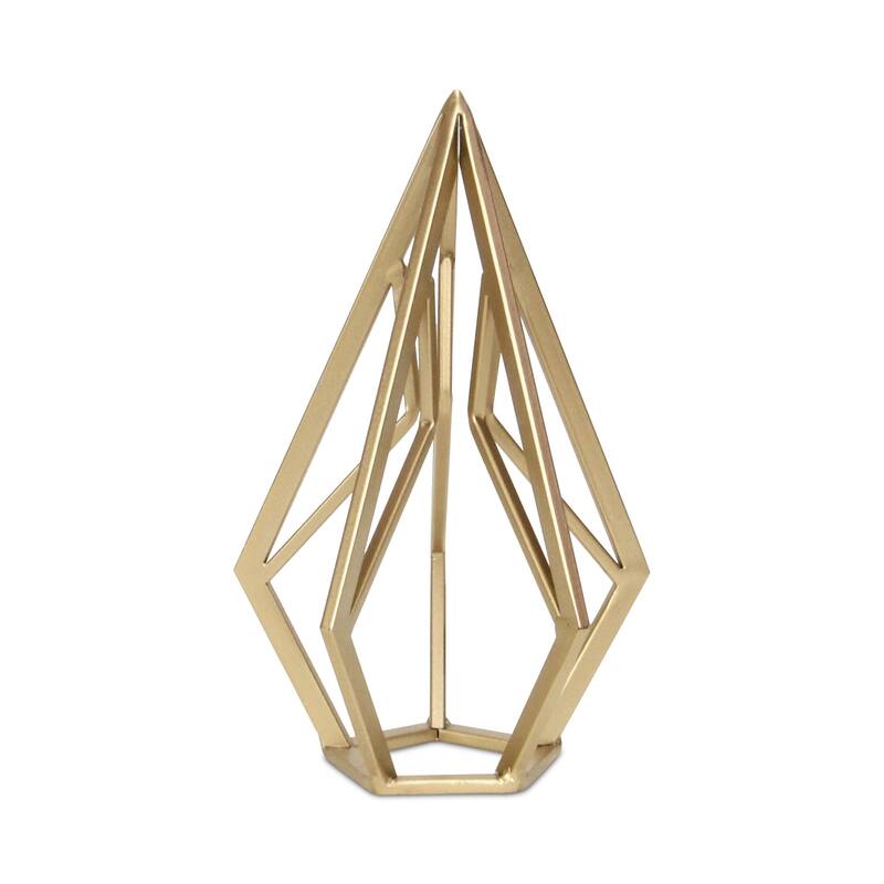 HomeRoots 10" Gold Metal Open Geometric Tabletop Sculpture - 6.25 in. x 10.25 in. x 6.00 in.