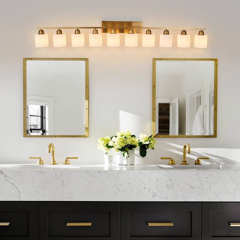 Modern Bathroom Vanity Light With Frosted Milk Glass Shades