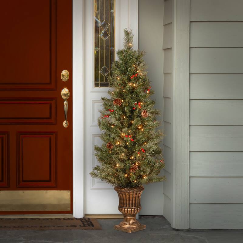National Tree Company 4 ft. Crestwood Spruce Entrance Tree with Clear Lights - 4 Foot