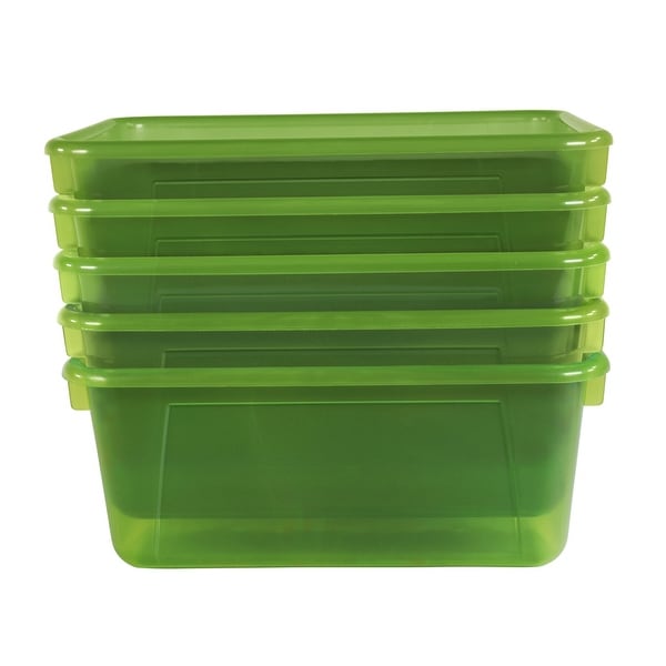 School Smart Translucent Cubby Bin, Small, 12 x 8 x 5 Inches, Candy Green, Pack of 5