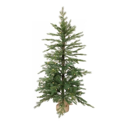 LED Pine Tree with Burlap Bag Base 4'H