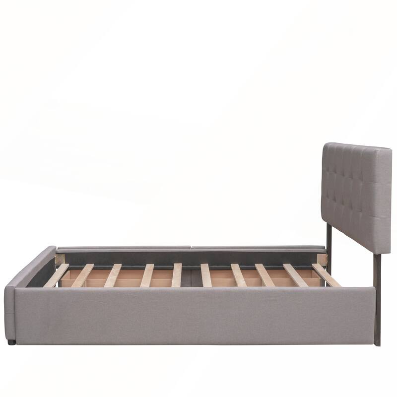 Upholstered Platform Bed with 2 Drawers and 1 Twin XL Trundle