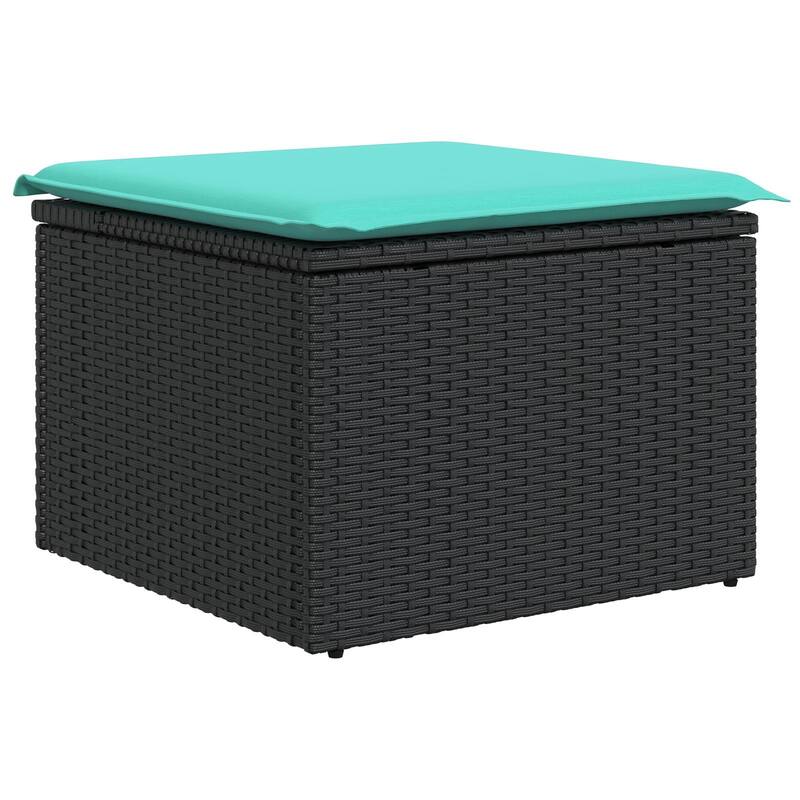 vidaXL 4 Garden Sofa Set with Cushions Black/Brown/Grey Poly Rattan - 70.5 x 24.4 x 27.2