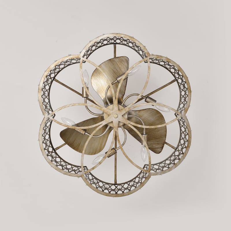 Annata Rustic-Gold-6-Light 23 Inch Ceiling Fan Fanderlier with Remote - Gold