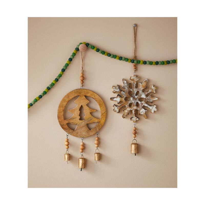 Woodland Tree Hanging Decor - Natural Wood Ornaments for Holiday Trees - 20" H x 7.5" L x 1" W - Dust Clean