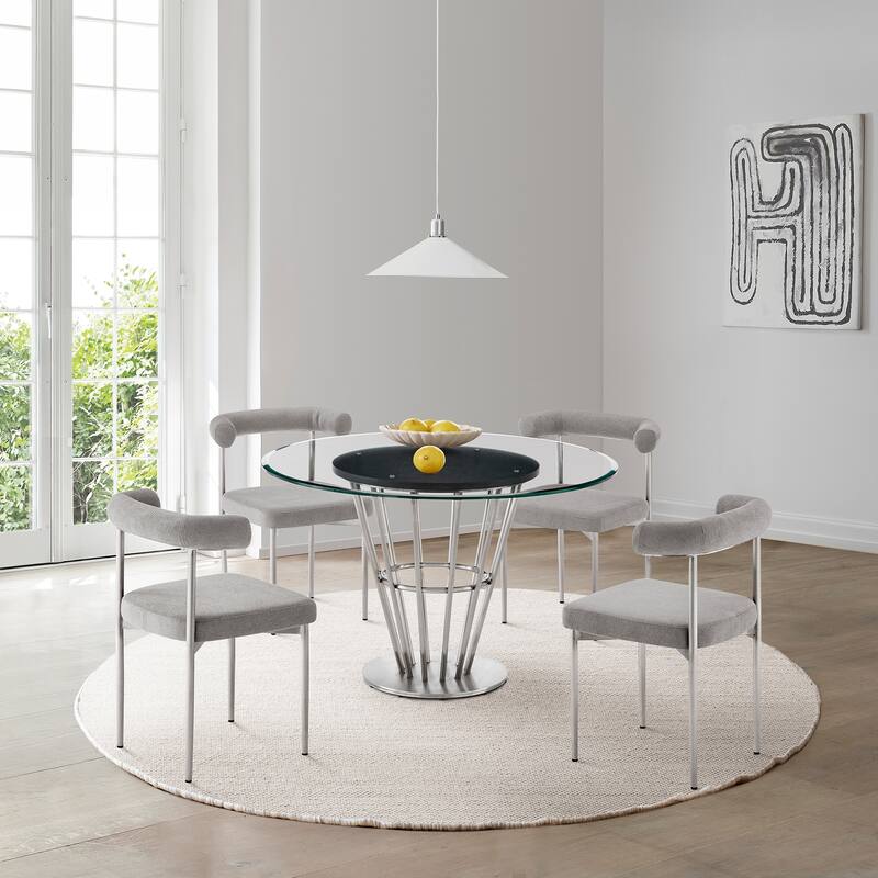 Shannon Upholstered Curved Back Barrel Kitchen Dining Chairs - Set of 2