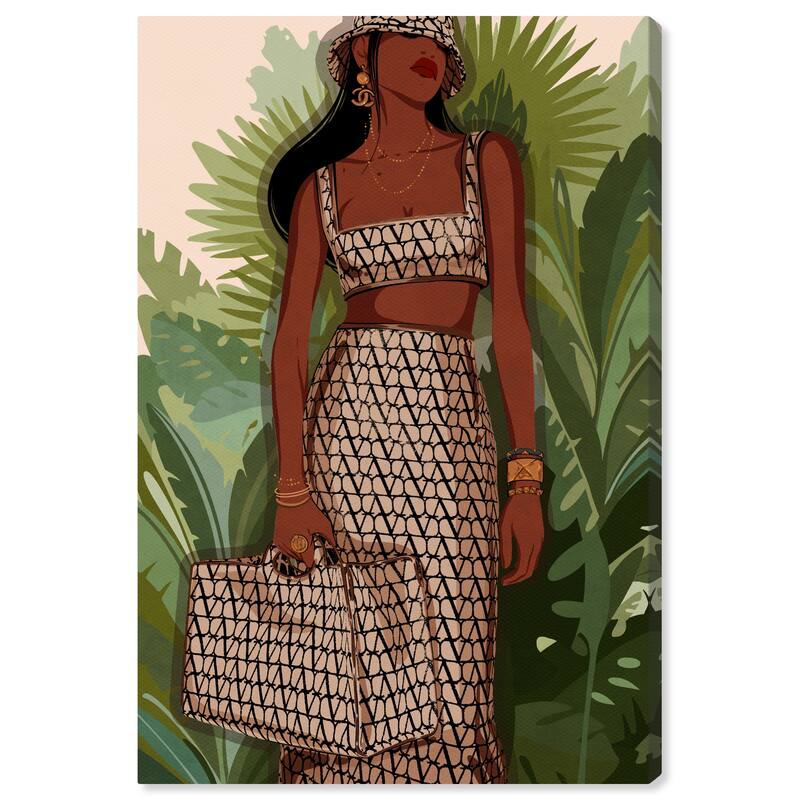 Wynwood Studio Canvas Fashion and Glam Out of the Boutique Green and Light Brown Modern & Contemporary Wall Art Canvas Print