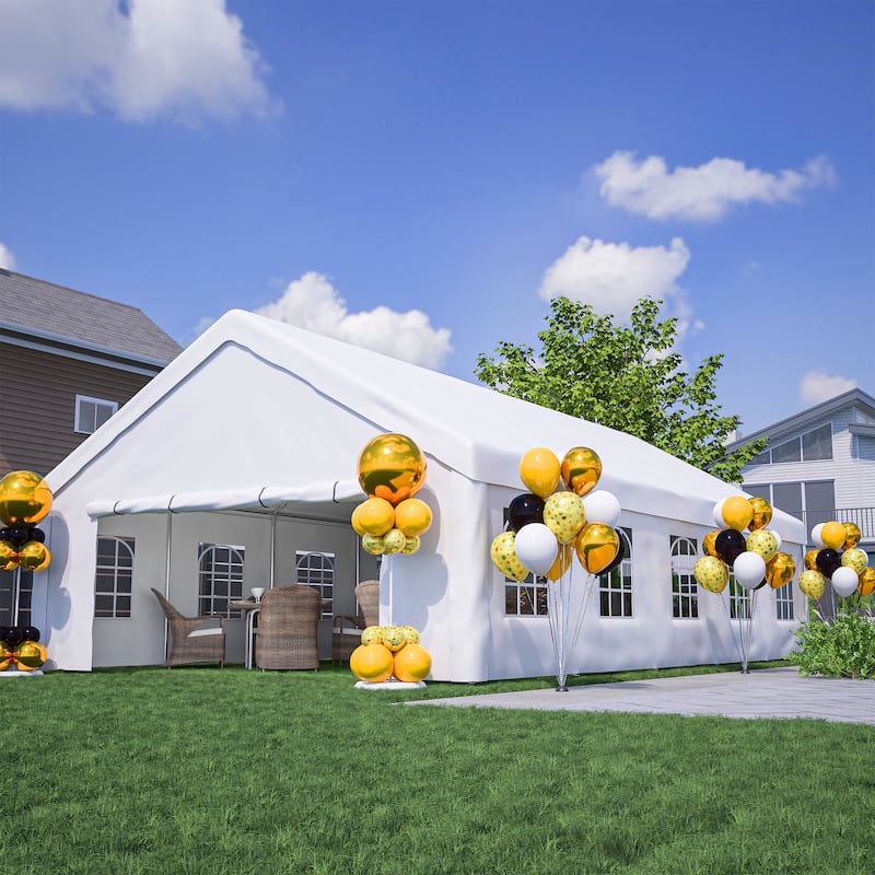 GDFStudio - Amelia Spacious Outdoor Party Tent with Removable Sidewalls and Storage Bags - White - 20x32 FT