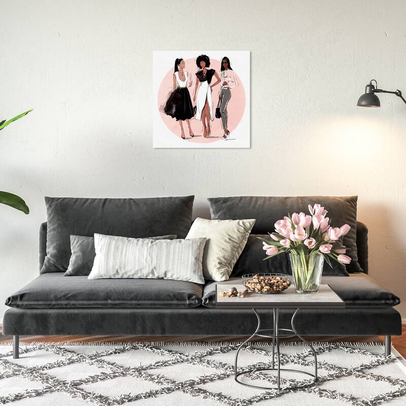 Wynwood Studio Canvas Fashion and Glam Shopping Best Friends Pink and Light Pink Glam Wall Art Canvas Print - 20 x 20
