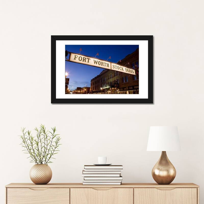 iCanvas "Signboard over a road at dusk, Fort Worth Stockyards, Fort Worth, Texas, USA" by Panoramic Images