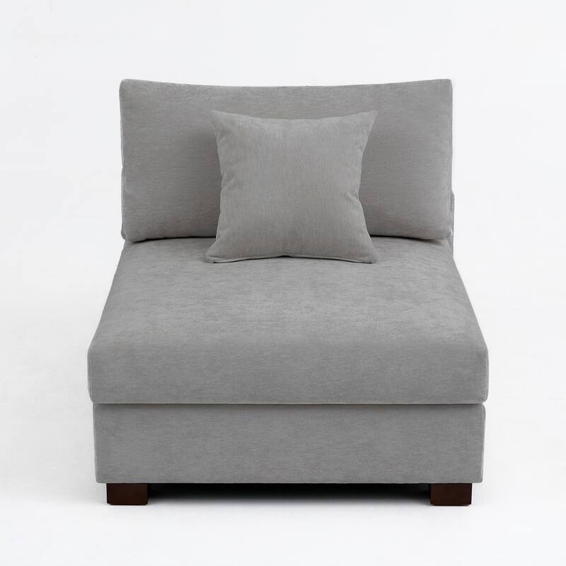 Chenille Upholstered Armless Accent Chair With Plush Cushion