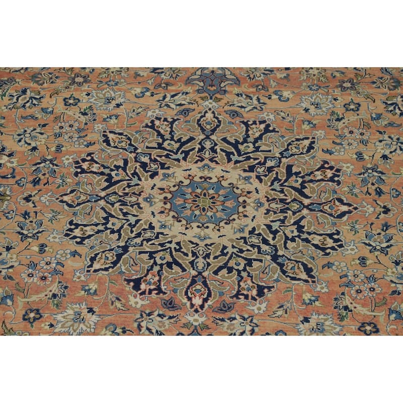 Orange Najafabad Vintage Persian Area Rug Hand-Knotted Wool Carpet - 9'7" x 13'3"